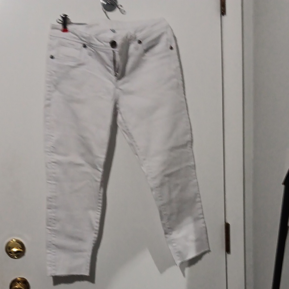 Kut Catherines White Ankle Crop Stretch Jeans